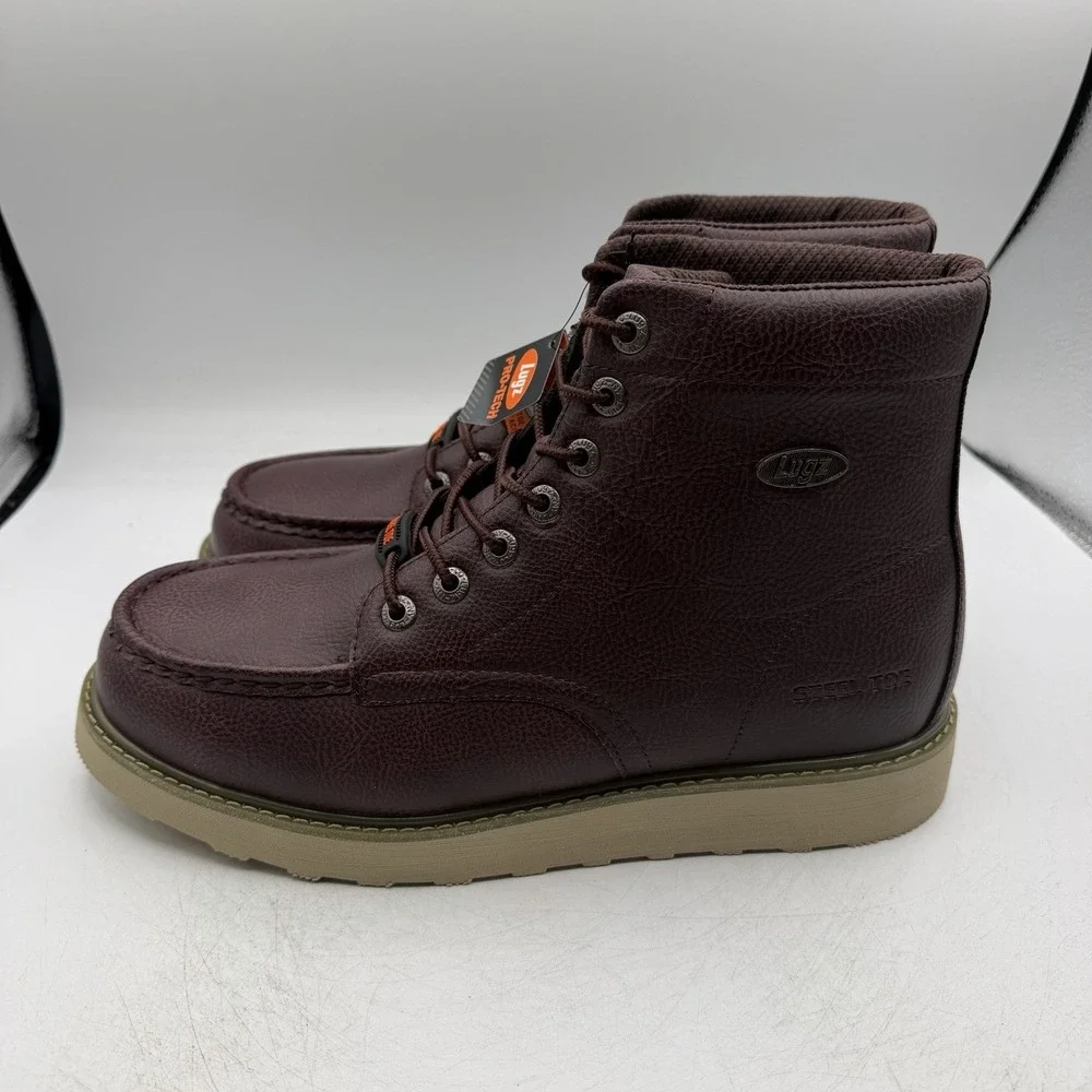 Lugz Monterey Work Boots Men Sz 12 D Oxblood Red 5 Inch Slip Resistant Steel Toe